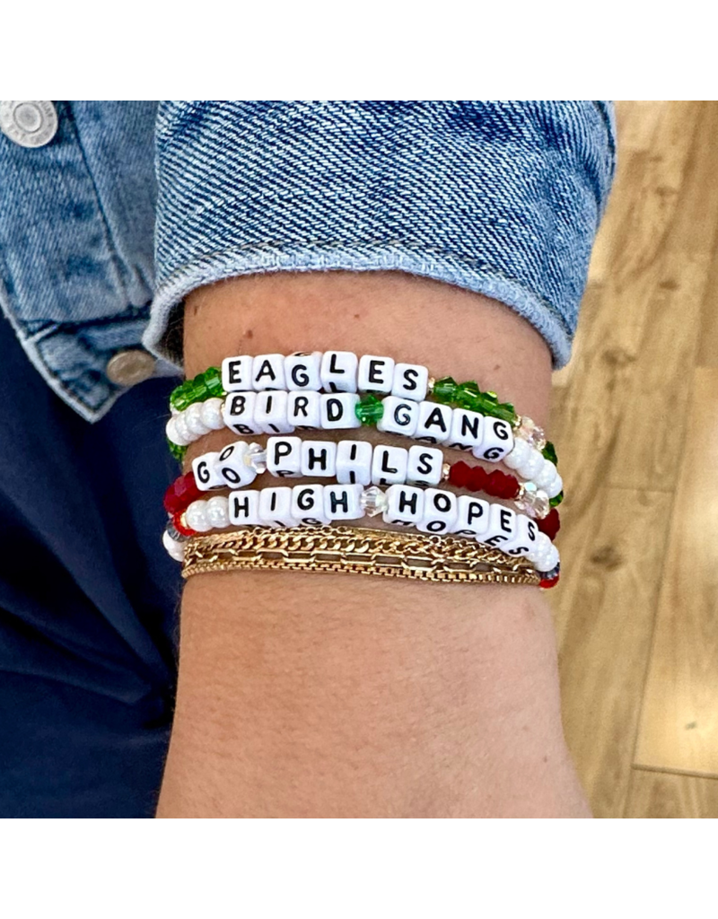 LITTLE WORDS PROJECT Go Phils Bracelet - Red & Clear Crystal