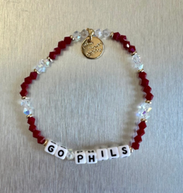 LITTLE WORDS PROJECT Go Phils Bracelet - Red & Clear Crystal