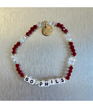 LITTLE WORDS PROJECT Go Phils Bracelet - Red & Clear Crystal