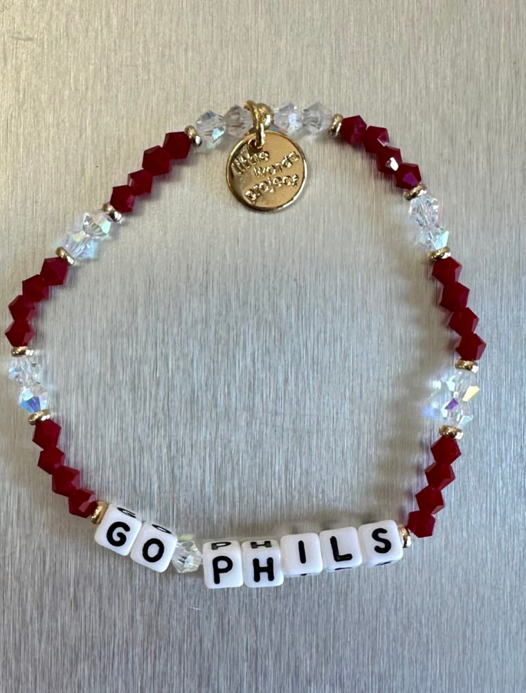 LITTLE WORDS PROJECT Go Phils Bracelet - Red & Clear Crystal