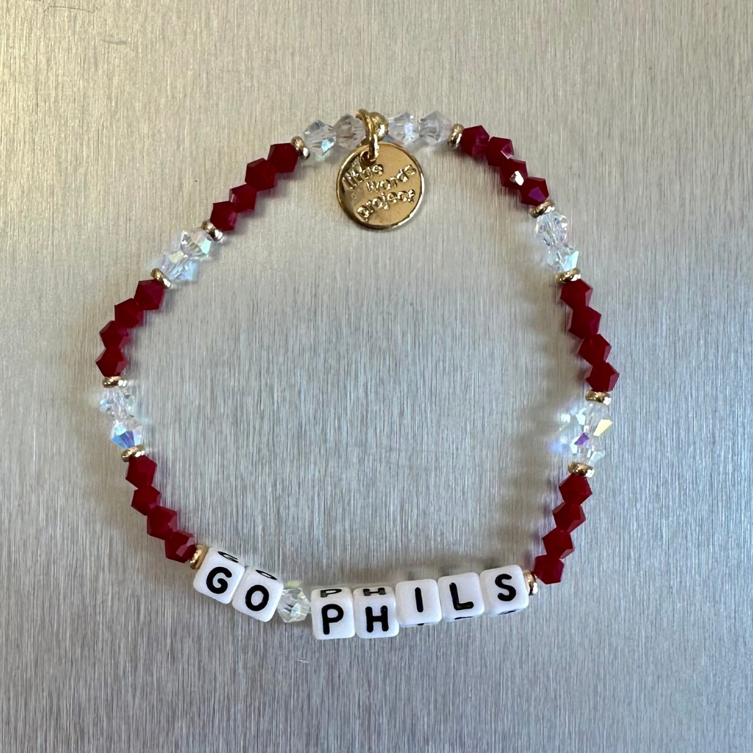 LITTLE WORDS PROJECT Go Phils Bracelet - Red & Clear Crystal