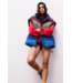FREE PEOPLE MOVEMENT In A Bubble Printed Puffer Vest in Chevron Camper Blue Combo