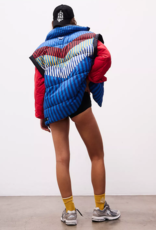 FREE PEOPLE MOVEMENT In A Bubble Printed Puffer Vest in Chevron Camper Blue Combo