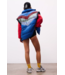 In A Bubble Printed Puffer Vest in Chevron Camper Blue Combo
