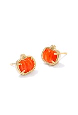 KENDRA SCOTT DESIGN Pumpkin Gold Stud Earrings in Orange Mother-of-Pearl