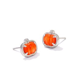 KENDRA SCOTT DESIGN Pumpkin Silver Stud Earrings in Orange Mother-of-Pearl