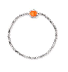 KENDRA SCOTT DESIGN Pumpkin Silver Stretch Bracelet in Orange Mother-of-Pearl