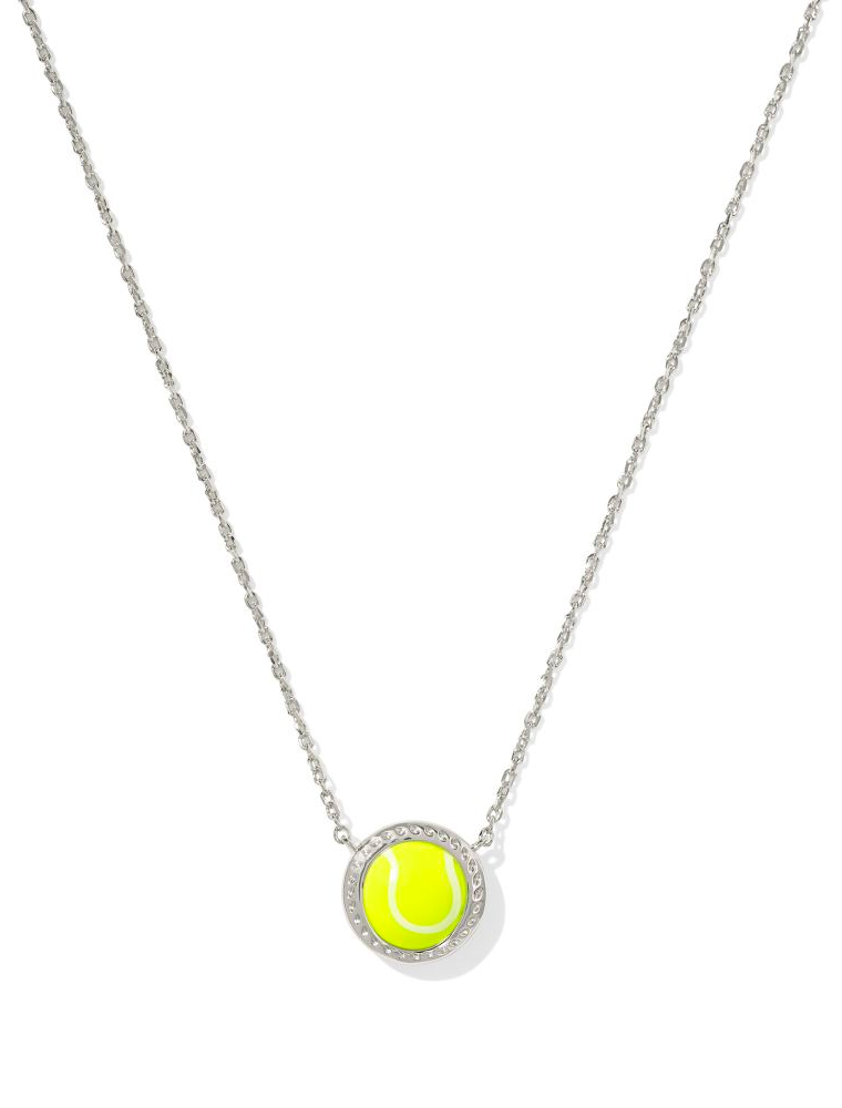 KENDRA SCOTT DESIGN Tennis Silver Short Pendant Necklace in Chartreuse Magnesite
