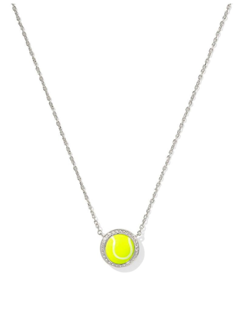 KENDRA SCOTT DESIGN Tennis Silver Short Pendant Necklace in Chartreuse Magnesite