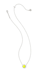 KENDRA SCOTT DESIGN Tennis Silver Short Pendant Necklace in Chartreuse Magnesite