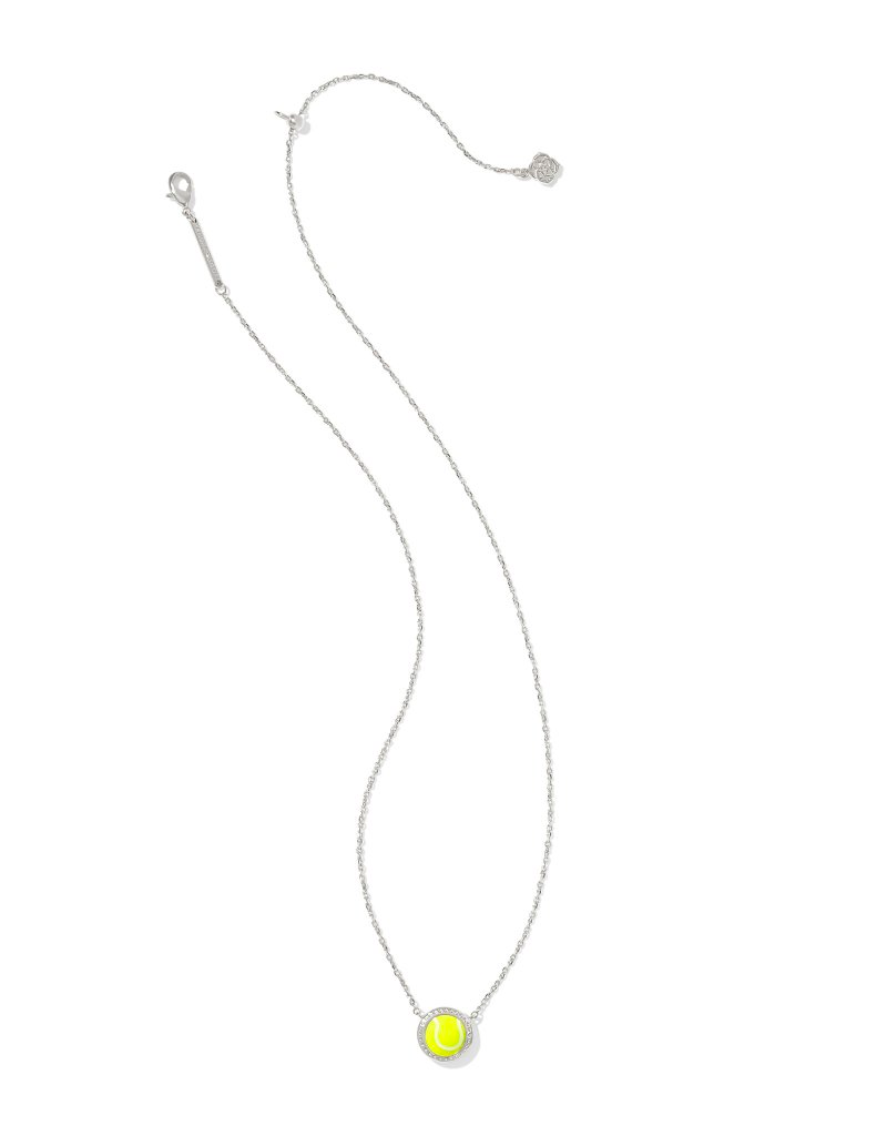 KENDRA SCOTT DESIGN Tennis Silver Short Pendant Necklace in Chartreuse Magnesite