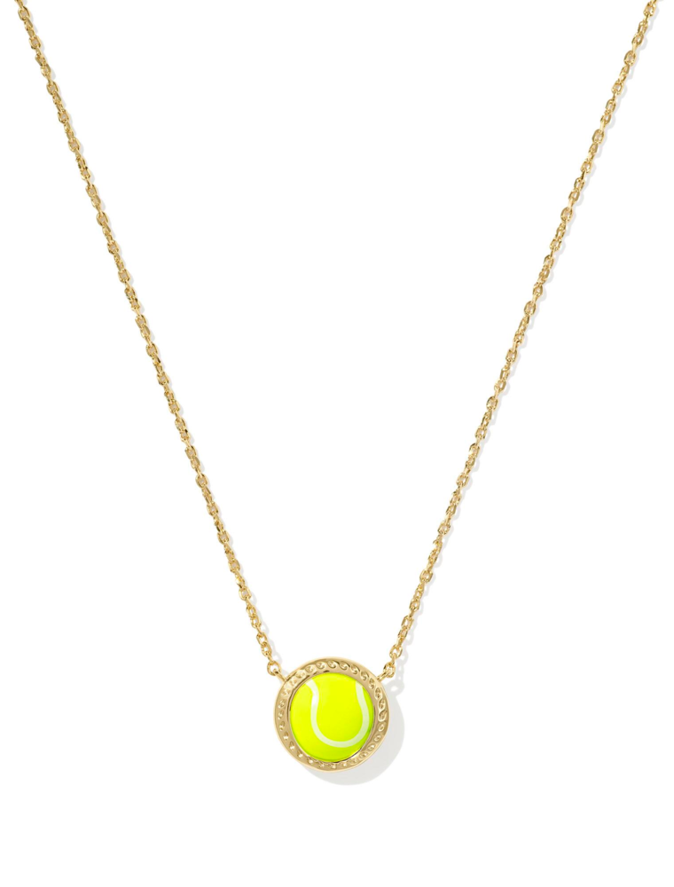 KENDRA SCOTT DESIGN Tennis Gold Short Pendant Necklace in Chartreuse Magnesite