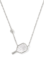 KENDRA SCOTT DESIGN Pickleball Silver Short Pendant Necklace in Ivory Mother-of-Pearl