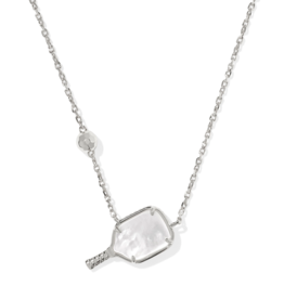 KENDRA SCOTT DESIGN Pickleball Silver Short Pendant Necklace in Ivory Mother-of-Pearl