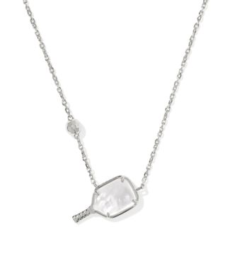 KENDRA SCOTT DESIGN Pickleball Silver Short Pendant Necklace in Ivory Mother-of-Pearl