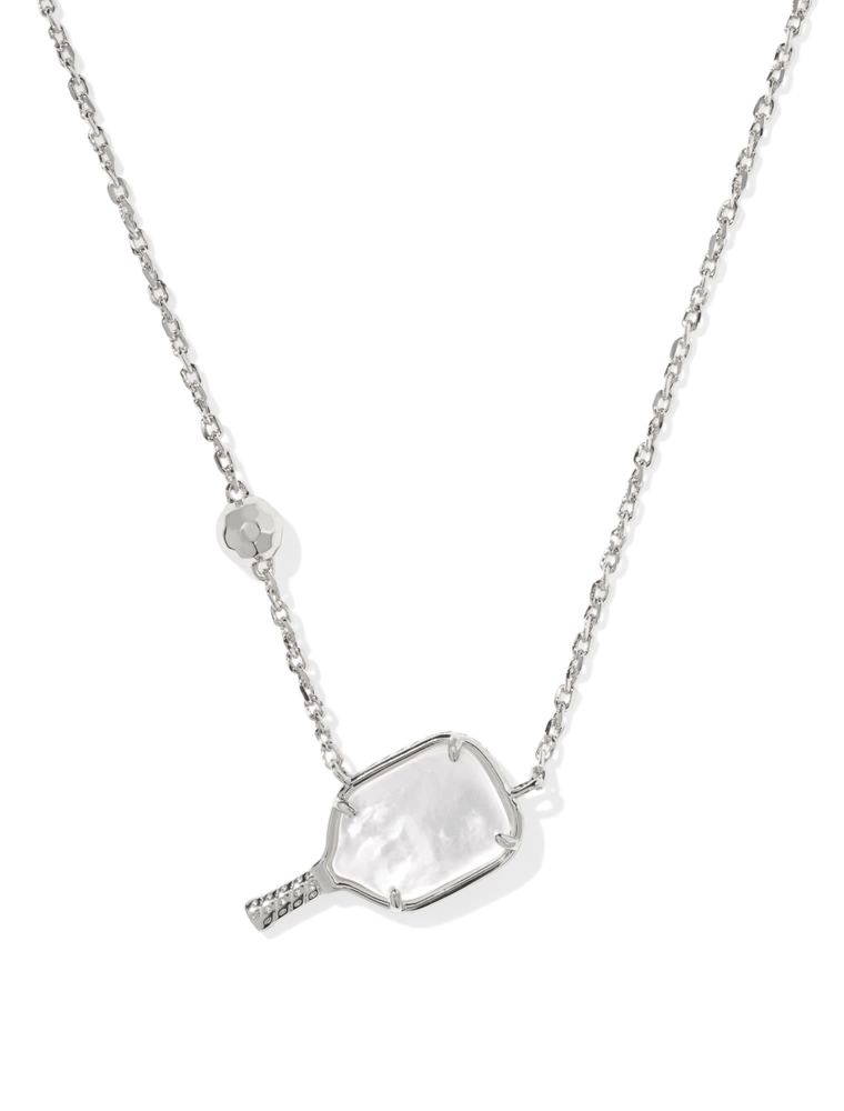 KENDRA SCOTT DESIGN Pickleball Silver Short Pendant Necklace in Ivory Mother-of-Pearl