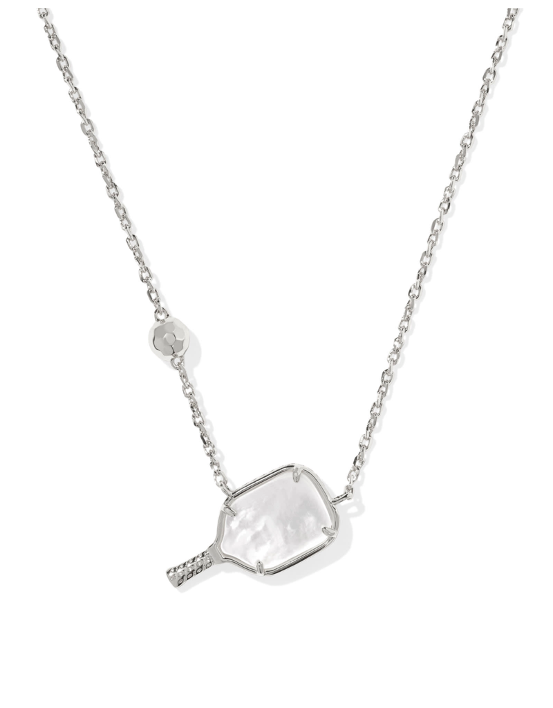 KENDRA SCOTT DESIGN Pickleball Silver Short Pendant Necklace in Ivory Mother-of-Pearl