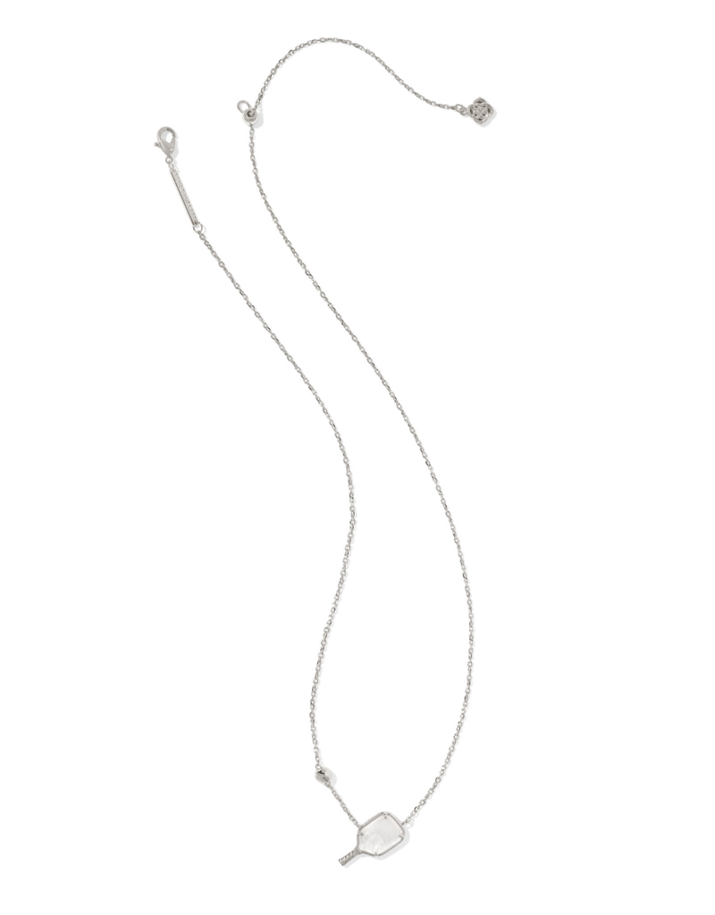 KENDRA SCOTT DESIGN Pickleball Silver Short Pendant Necklace in Ivory Mother-of-Pearl