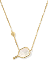 KENDRA SCOTT DESIGN Pickleball Gold Short Pendant Necklace in Ivory Mother-of-Pearl