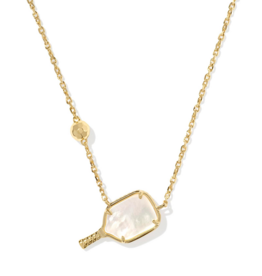 KENDRA SCOTT DESIGN Pickleball Gold Short Pendant Necklace in Ivory Mother-of-Pearl