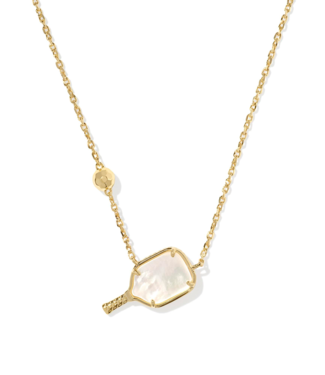 KENDRA SCOTT DESIGN Pickleball Gold Short Pendant Necklace in Ivory Mother-of-Pearl