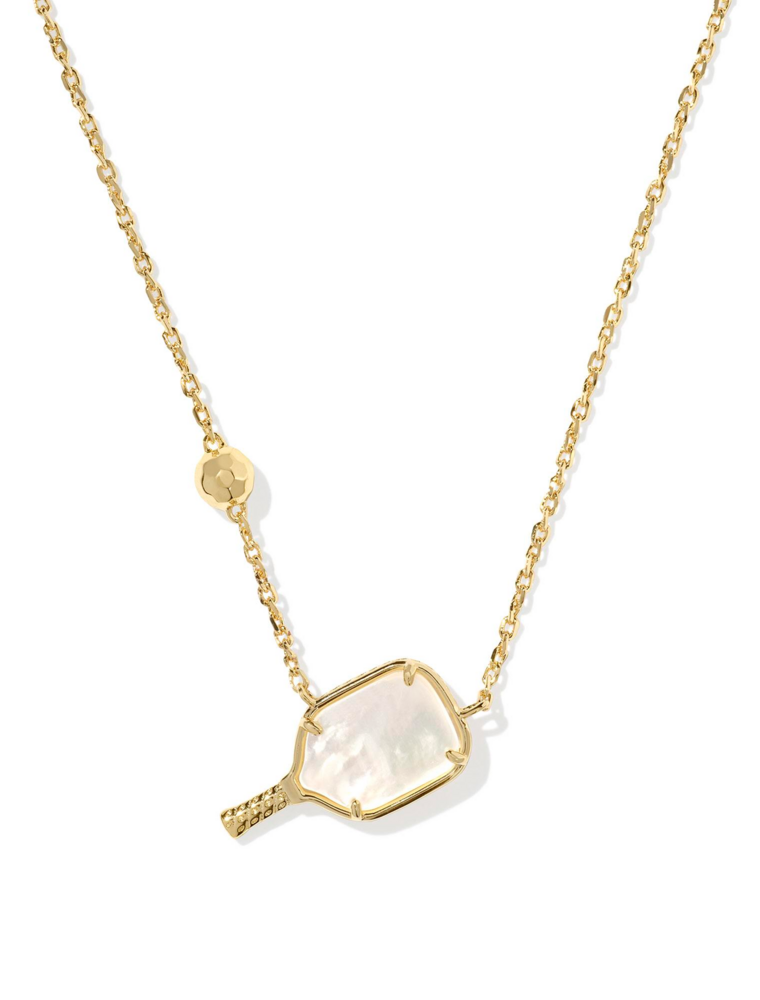 KENDRA SCOTT DESIGN Pickleball Gold Short Pendant Necklace in Ivory Mother-of-Pearl