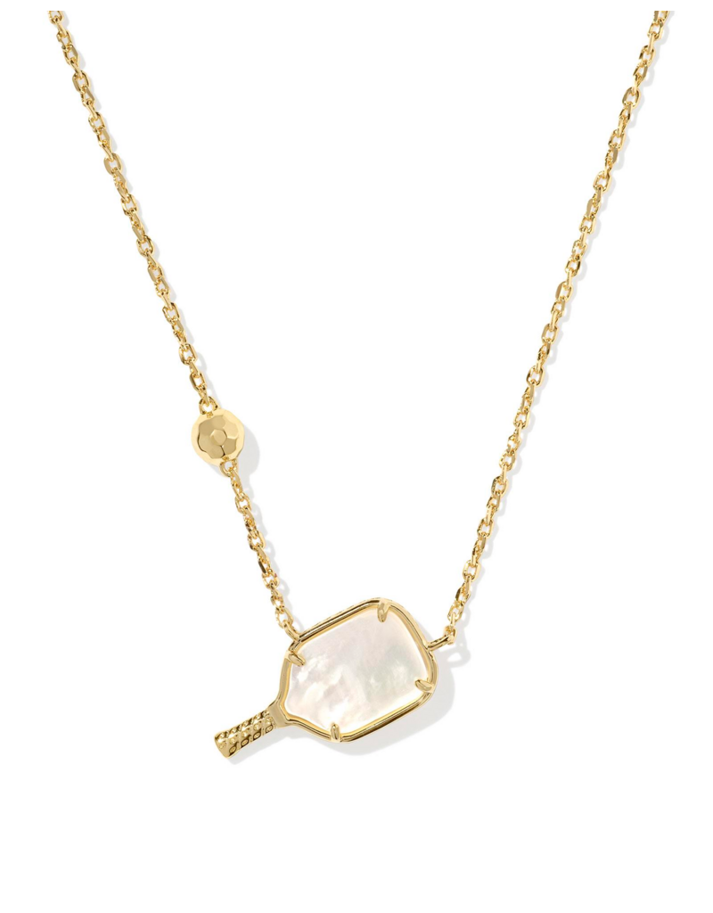 KENDRA SCOTT DESIGN Pickleball Gold Short Pendant Necklace in Ivory Mother-of-Pearl