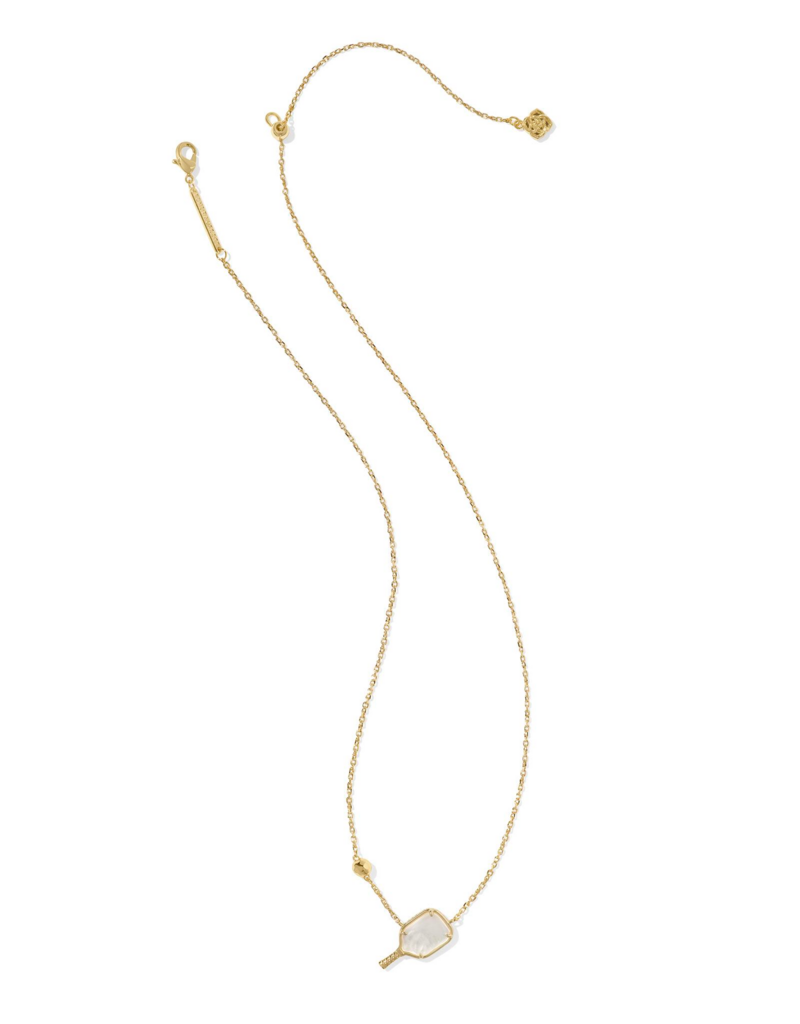 KENDRA SCOTT DESIGN Pickleball Gold Short Pendant Necklace in Ivory Mother-of-Pearl