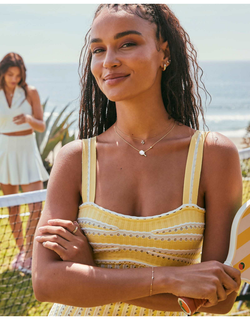 KENDRA SCOTT DESIGN Pickleball Gold Short Pendant Necklace in Ivory Mother-of-Pearl