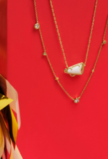 KENDRA SCOTT DESIGN Cheer Gold Short Pendant Necklace in White Mother-of-Pearl