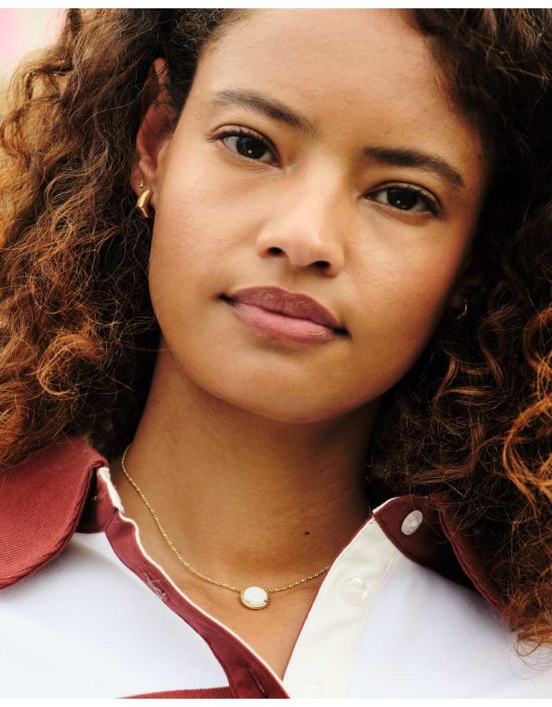 KENDRA SCOTT DESIGN Volleyball Gold Short Pendant Necklace in White Mother-of-Pearl