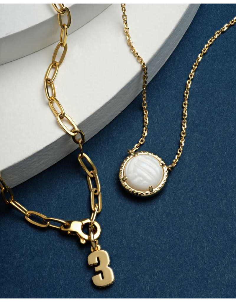 KENDRA SCOTT DESIGN Volleyball Gold Short Pendant Necklace in White Mother-of-Pearl
