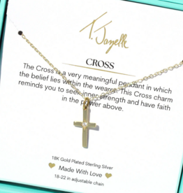 TJAZELLE Cross CZ Charm Necklace in Gold