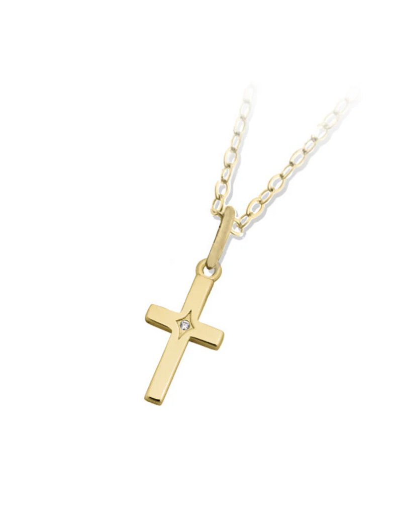 TJAZELLE Cross CZ Charm Necklace in Gold