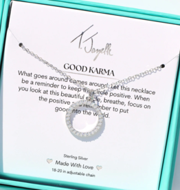 TJAZELLE Good Karma Charm Necklace in Silver