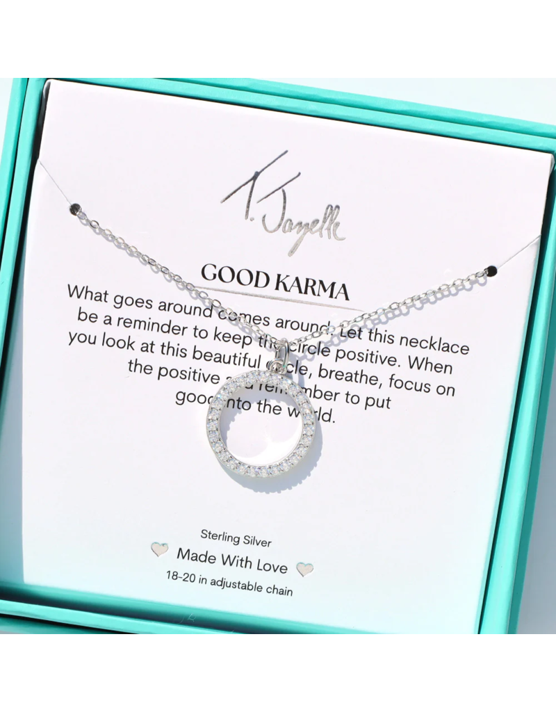 TJAZELLE Good Karma Charm Necklace in Silver