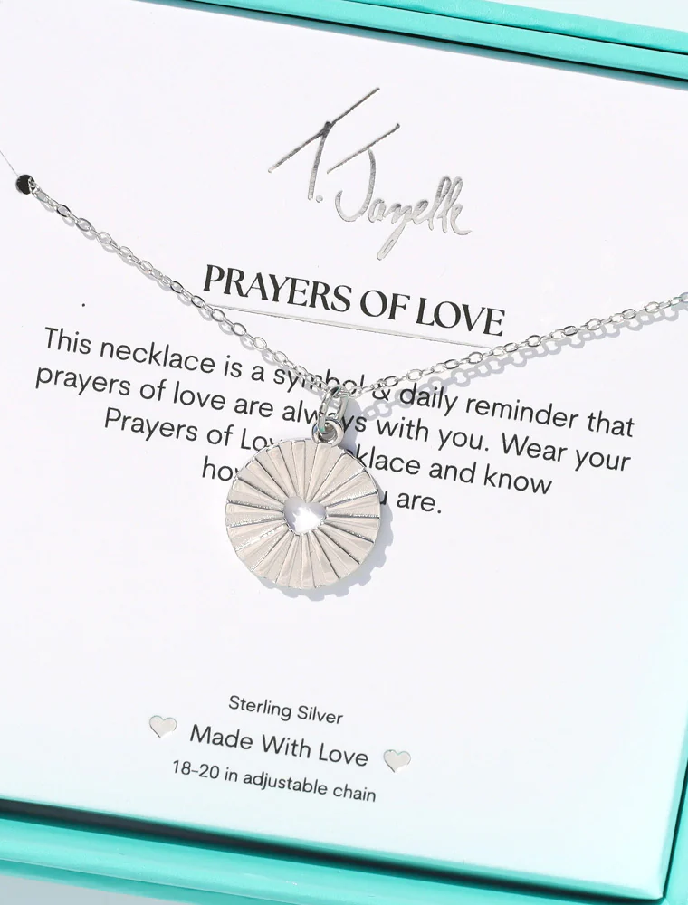 TJAZELLE Prayers of Love Charm Necklace in Silver