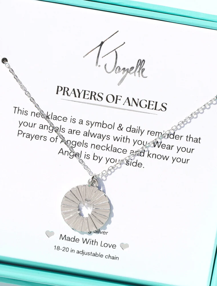 TJAZELLE Prayers of Angels Charm Necklace in Silver