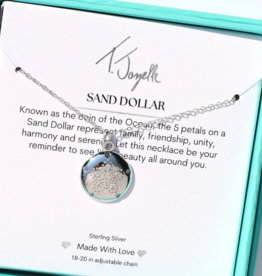 TJAZELLE Sand Dollar Charm Necklace in Silver