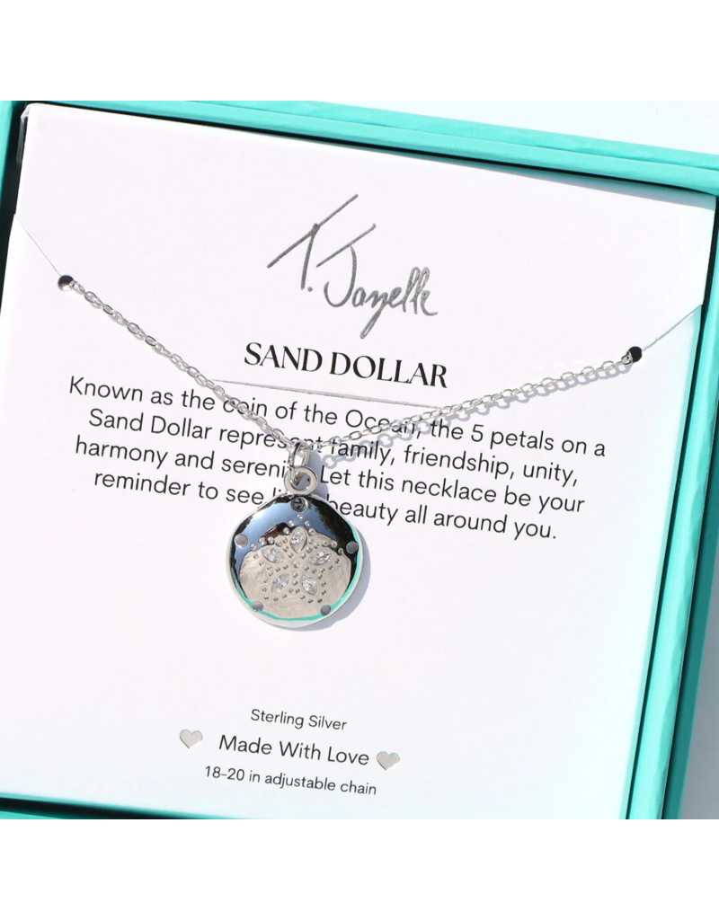 TJAZELLE Sand Dollar Charm Necklace in Silver
