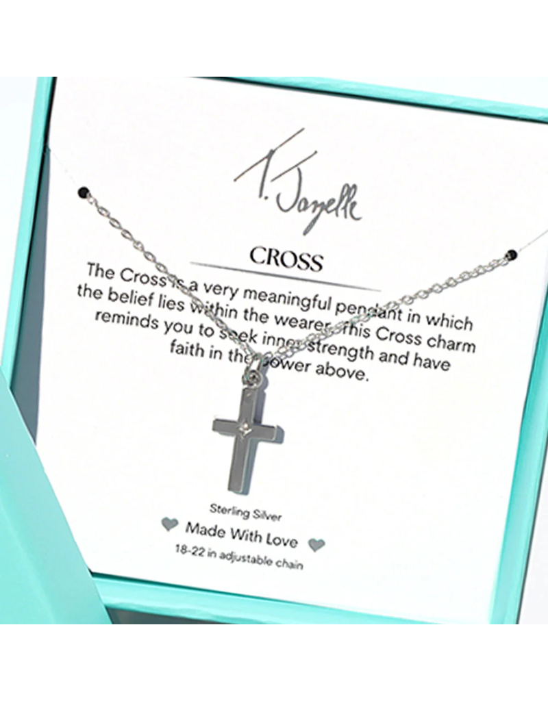 TJAZELLE Cross CZ Charm Necklace in Silver