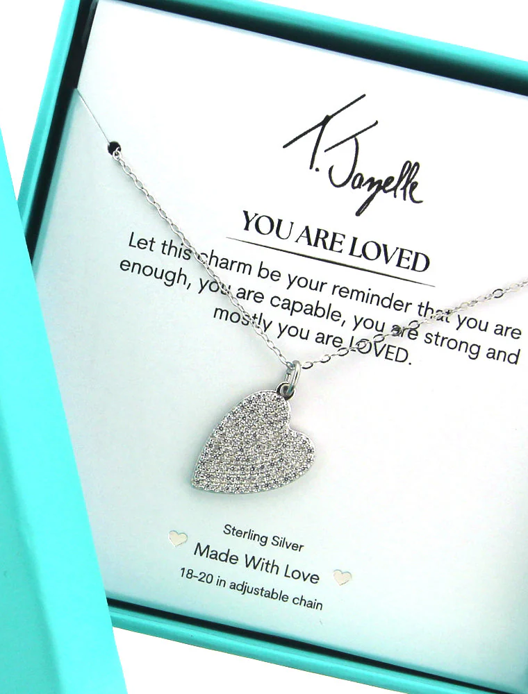 TJAZELLE You Are Loved Charm Necklace in Silver