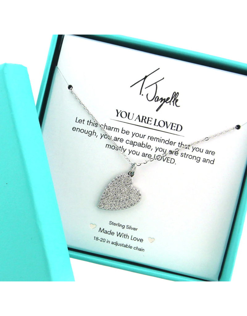 TJAZELLE You Are Loved Charm Necklace in Silver