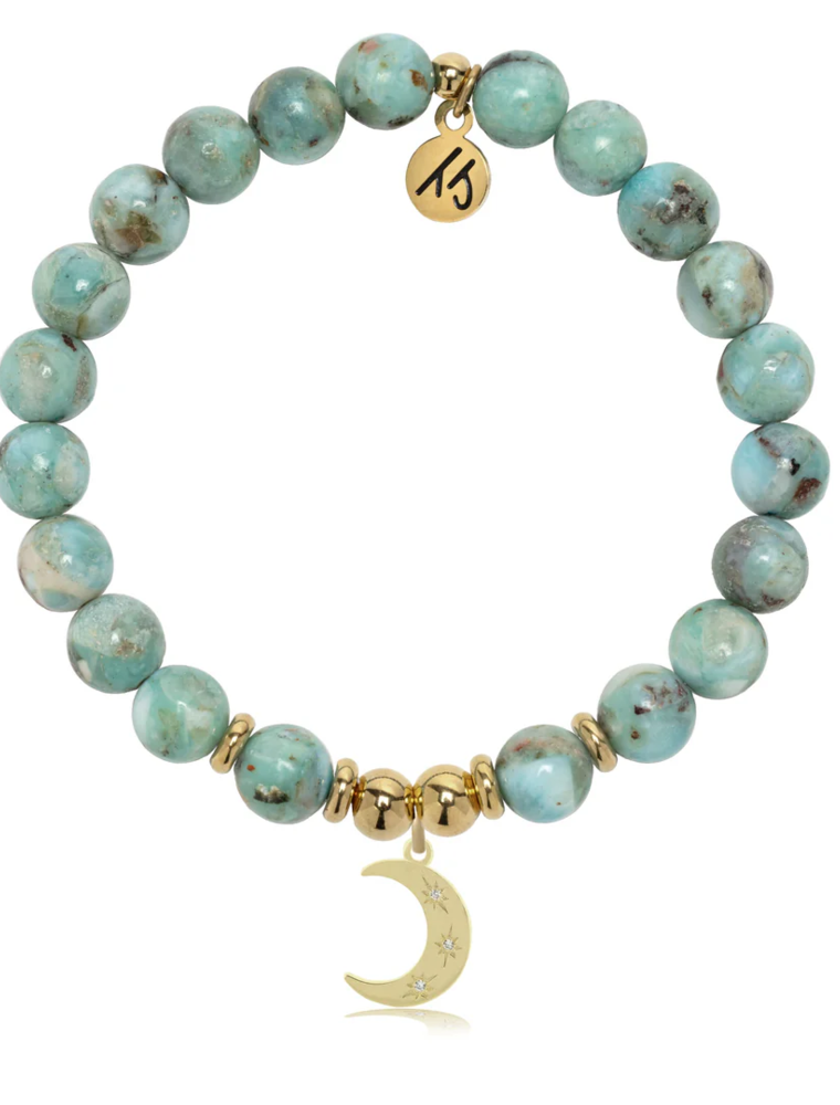 TJAZELLE Friendship Stars Bracelet in Larimar & Gold