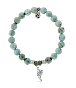 TJAZELLE Larimar Angel Blessings Bracelet in Larimar & Silver
