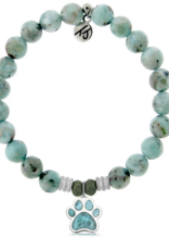 TJAZELLE Larimar Paw Print Bracelet in Larimar & Silver