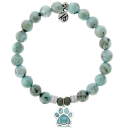 TJAZELLE Larimar Paw Print Bracelet in Larimar & Silver