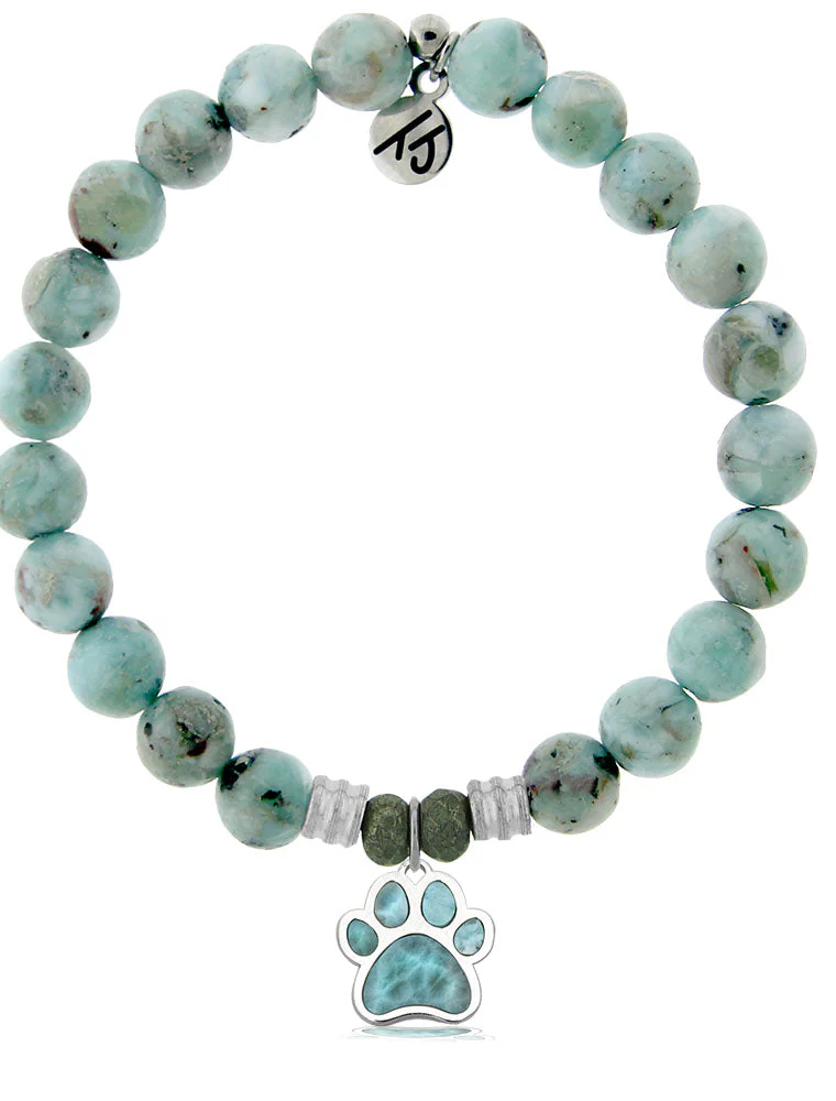 TJAZELLE Larimar Paw Print Bracelet in Larimar & Silver