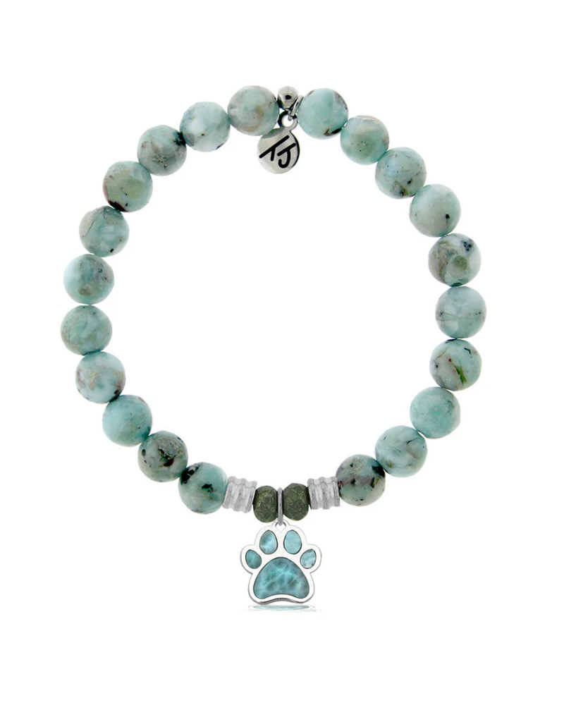 TJAZELLE Larimar Paw Print Bracelet in Larimar & Silver