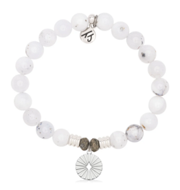 TJAZELLE Prayers of Strength Bracelet in White Chalcedony & Silver